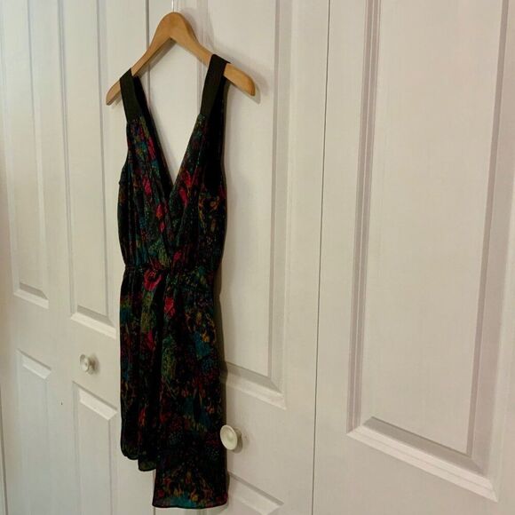 BCBGeneration Multi Color Viridian V Neck Faux Wrap Mini Dress Small - Picture 5 of 12